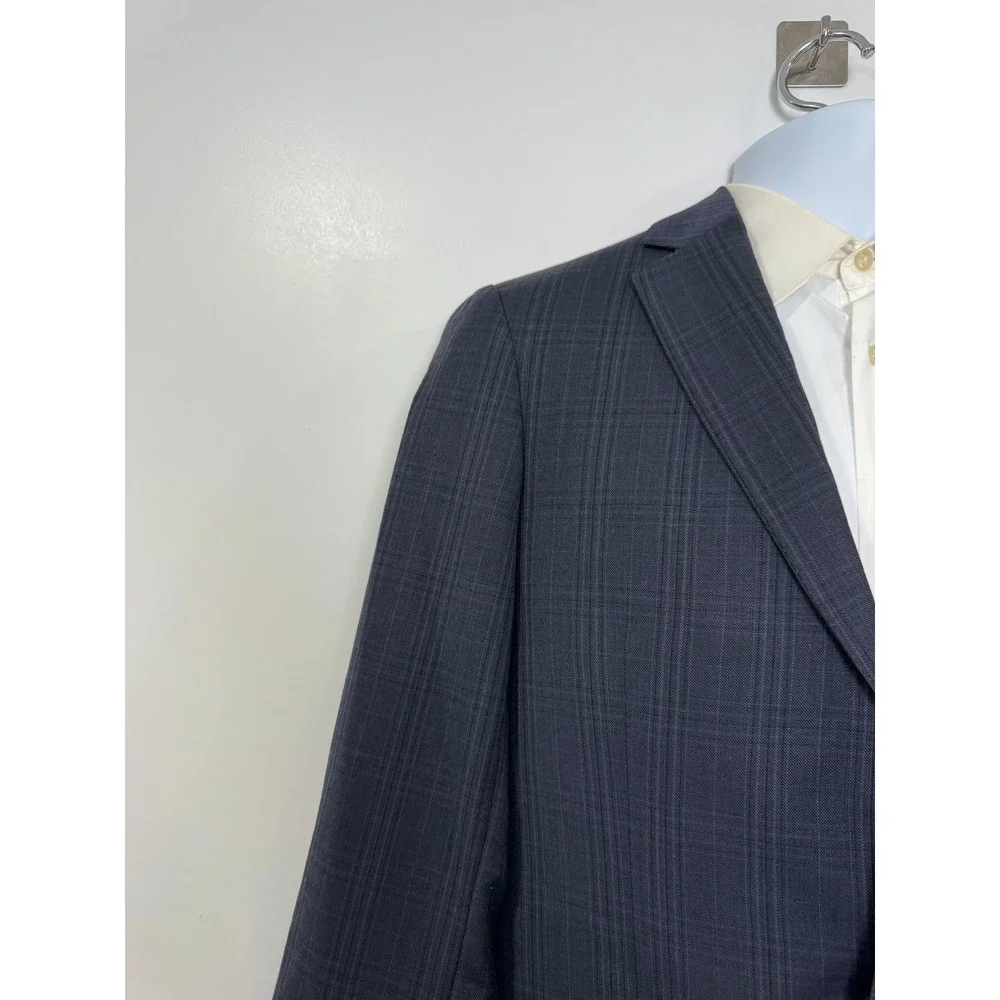 Todd Snyder Mens Blue Plaid Mayfair Fit Wool Blazer Sport Coat 36R